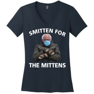 Smitten For The Mittens Bernie Sanders Women's V-Neck T-Shirt