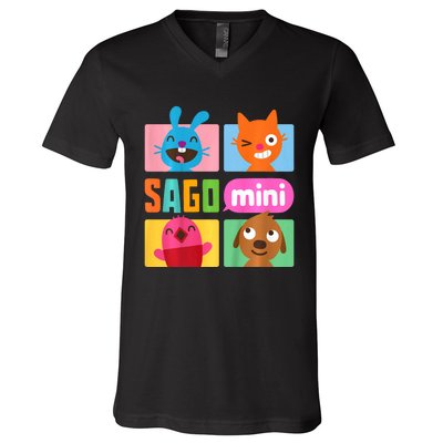 Sago Mini Jack Jinja Robin And Harvey Grid V-Neck T-Shirt