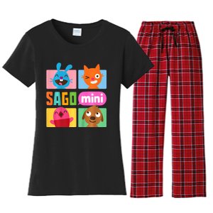 Sago Mini Jack Jinja Robin And Harvey Grid Women's Flannel Pajama Set