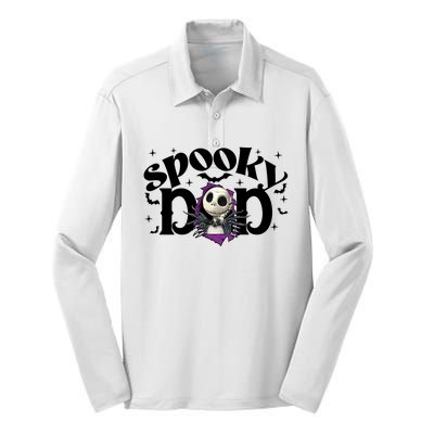 Spooky Mom Jack Skellington Nightmare Halloween Matching Family Spooky Silk Touch Performance Long Sleeve Polo