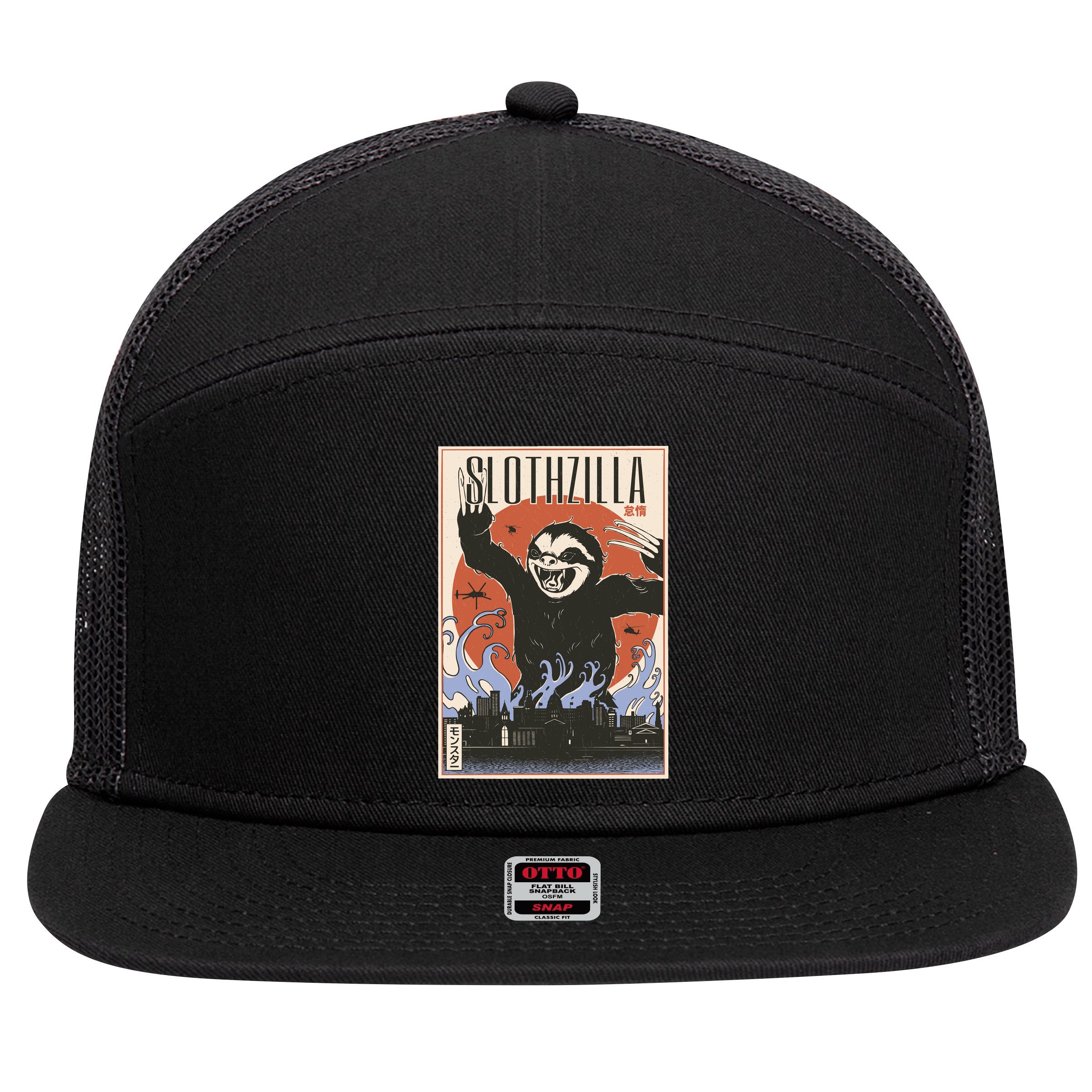 Sloth Monster Japanese Poster 7 Panel Mesh Trucker Snapback Hat