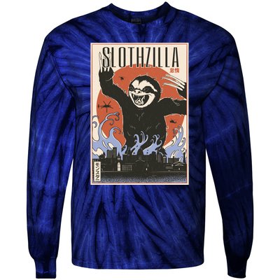 Sloth Monster Japanese Poster Tie-Dye Long Sleeve Shirt