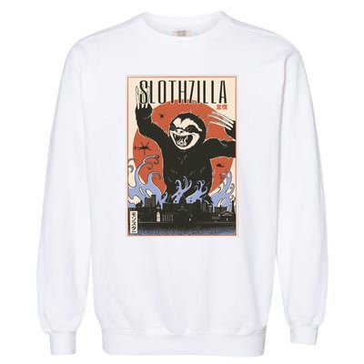 Sloth Monster Japanese Poster Garment-Dyed Sweatshirt