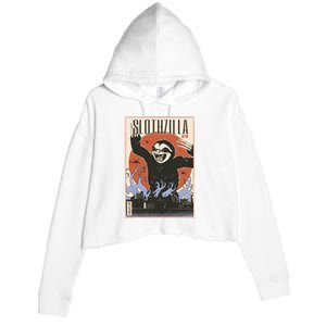 Sloth Monster Japanese Poster Crop Fleece Hoodie