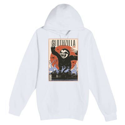 Sloth Monster Japanese Poster Premium Pullover Hoodie