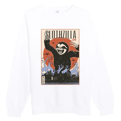 Sloth Monster Japanese Poster Premium Crewneck Sweatshirt