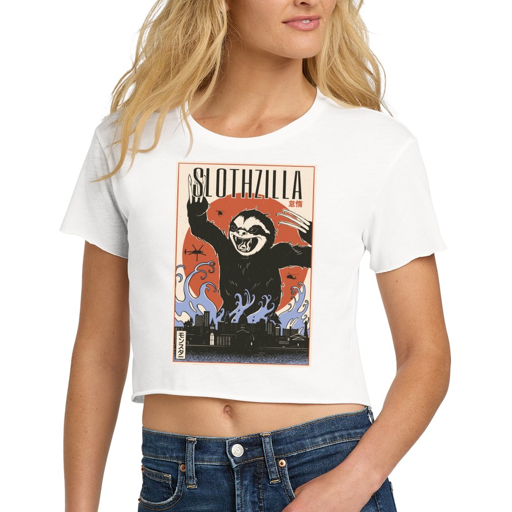 Sloth Monster Japanese Poster Women's Crop Top Tee