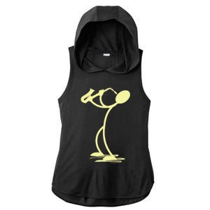 Sax Man Jazz Music Saxophone Player Cartoon Musician Ladies PosiCharge Tri-Blend Wicking Draft Hoodie Tank