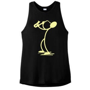 Sax Man Jazz Music Saxophone Player Cartoon Musician Ladies PosiCharge Tri-Blend Wicking Tank