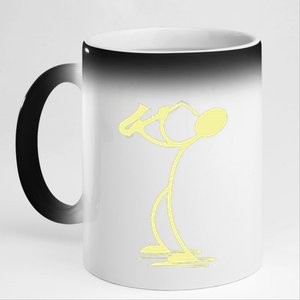 Sax Man Jazz Music Saxophone Player Cartoon Musician 11oz Black Color Changing Mug