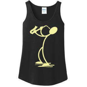 Sax Man Jazz Music Saxophone Player Cartoon Musician Ladies Essential Tank