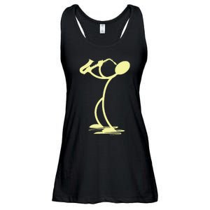 Sax Man Jazz Music Saxophone Player Cartoon Musician Ladies Essential Flowy Tank