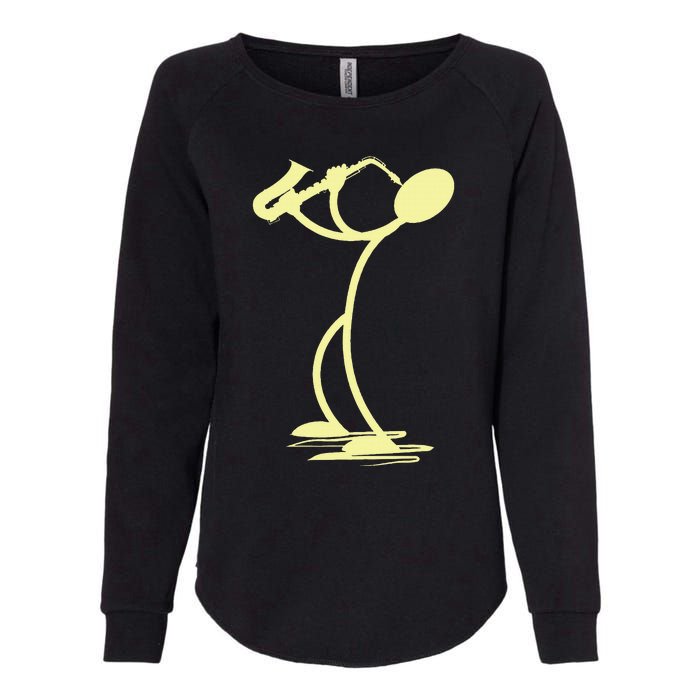 Sax Man Jazz Music Saxophone Player Cartoon Musician Womens California Wash Sweatshirt