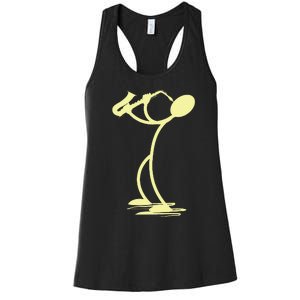 Sax Man Jazz Music Saxophone Player Cartoon Musician Women's Racerback Tank