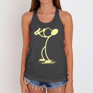 Sax Man Jazz Music Saxophone Player Cartoon Musician Women's Knotted Racerback Tank