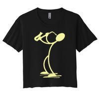 Sax Man Jazz Music Saxophone Player Cartoon Musician Women's Crop Top Tee