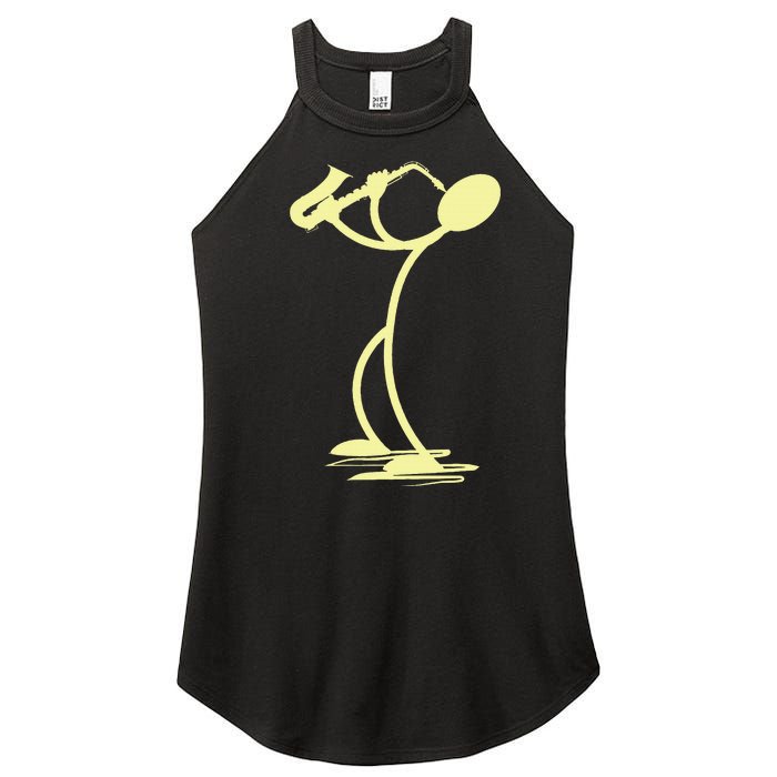 Sax Man Jazz Music Saxophone Player Cartoon Musician Women's Perfect Tri Rocker Tank