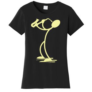 Sax Man Jazz Music Saxophone Player Cartoon Musician Women's T-Shirt