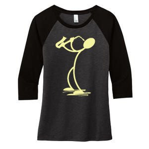 Sax Man Jazz Music Saxophone Player Cartoon Musician Women's Tri-Blend 3/4-Sleeve Raglan Shirt