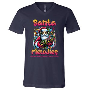 Santa Melodies Jazz Funk Soul Hip Hop V-Neck T-Shirt