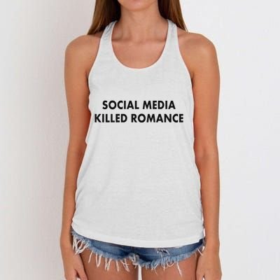 Social Media Killed Romance Women's Knotted Racerback Tank