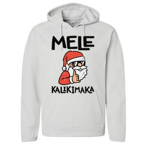 Santa Mele Kalikimaka Hawaiian Christmas Xmas  Performance Fleece Hoodie