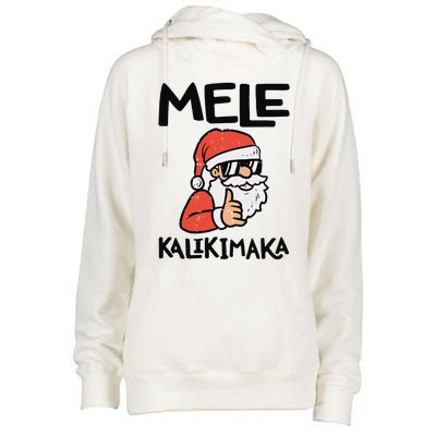 Santa Mele Kalikimaka Hawaiian Christmas Xmas  Womens Funnel Neck Pullover Hood