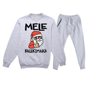 Santa Mele Kalikimaka Hawaiian Christmas Xmas  Premium Crewneck Sweatsuit Set