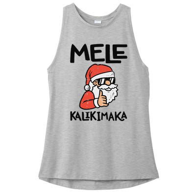 Santa Mele Kalikimaka Hawaiian Christmas Xmas  Ladies PosiCharge Tri-Blend Wicking Tank