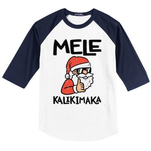 Santa Mele Kalikimaka Hawaiian Christmas Xmas  Baseball Sleeve Shirt