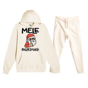 Santa Mele Kalikimaka Hawaiian Christmas Xmas  Premium Hooded Sweatsuit Set