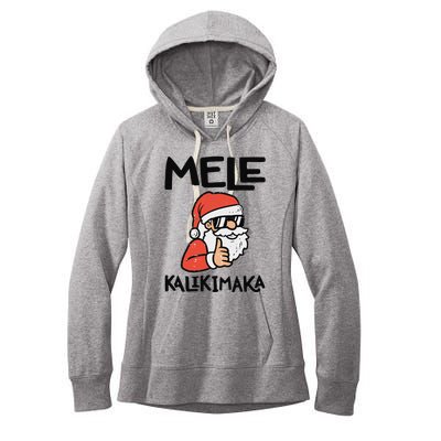 Santa Mele Kalikimaka Hawaiian Christmas Xmas  Women's Fleece Hoodie