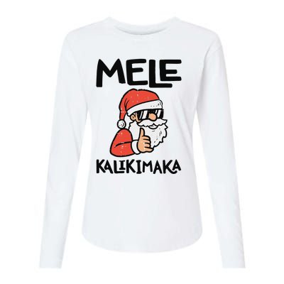 Santa Mele Kalikimaka Hawaiian Christmas Xmas  Womens Cotton Relaxed Long Sleeve T-Shirt