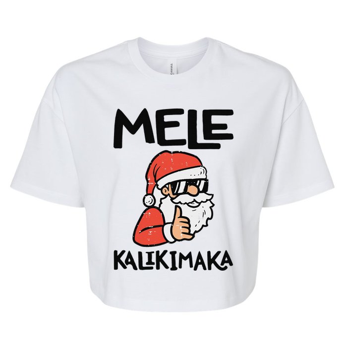 Santa Mele Kalikimaka Hawaiian Christmas Xmas  Bella+Canvas Jersey Crop Tee