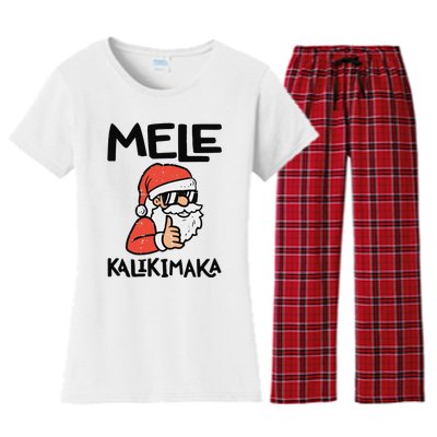 Santa Mele Kalikimaka Hawaiian Christmas Xmas  Women's Flannel Pajama Set