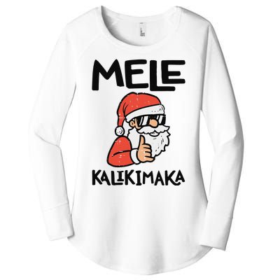 Santa Mele Kalikimaka Hawaiian Christmas Xmas  Women's Perfect Tri Tunic Long Sleeve Shirt