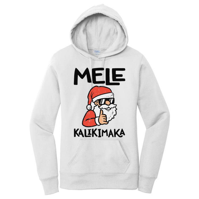 Santa Mele Kalikimaka Hawaiian Christmas Xmas  Women's Pullover Hoodie