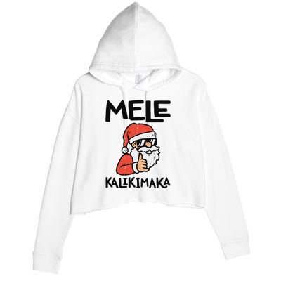 Santa Mele Kalikimaka Hawaiian Christmas Xmas  Crop Fleece Hoodie