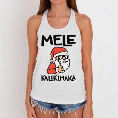 Santa Mele Kalikimaka Hawaiian Christmas Xmas  Women's Knotted Racerback Tank