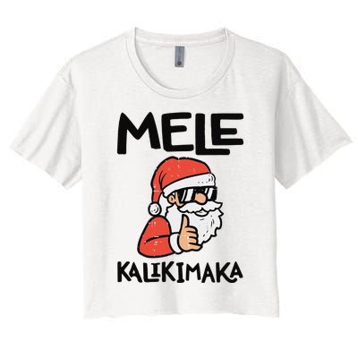 Santa Mele Kalikimaka Hawaiian Christmas Xmas  Women's Crop Top Tee