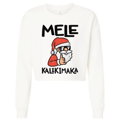 Santa Mele Kalikimaka Hawaiian Christmas Xmas  Cropped Pullover Crew