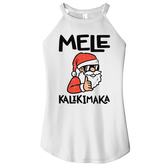 Santa Mele Kalikimaka Hawaiian Christmas Xmas  Women's Perfect Tri Rocker Tank