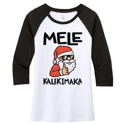 Santa Mele Kalikimaka Hawaiian Christmas Xmas  Women's Tri-Blend 3/4-Sleeve Raglan Shirt