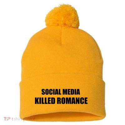 Social Media Killed Romance Pom Pom 12in Knit Beanie