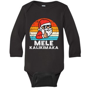 Santa Mele Kalikimaka Hawaiian Christmas Xmas Baby Long Sleeve Bodysuit