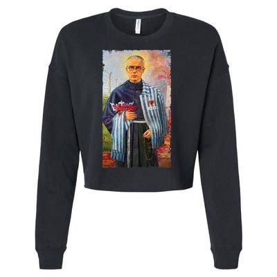 St Maximilian Kolbe Two Crowns Catholic Saint Cropped Pullover Crew