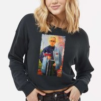 St Maximilian Kolbe Two Crowns Catholic Saint Cropped Pullover Crew