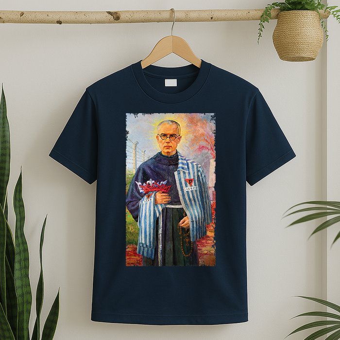St Maximilian Kolbe Two Crowns Catholic Saint T-Shirt