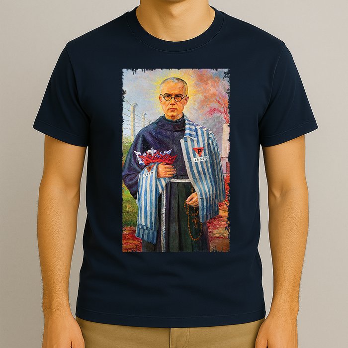 St Maximilian Kolbe Two Crowns Catholic Saint T-Shirt