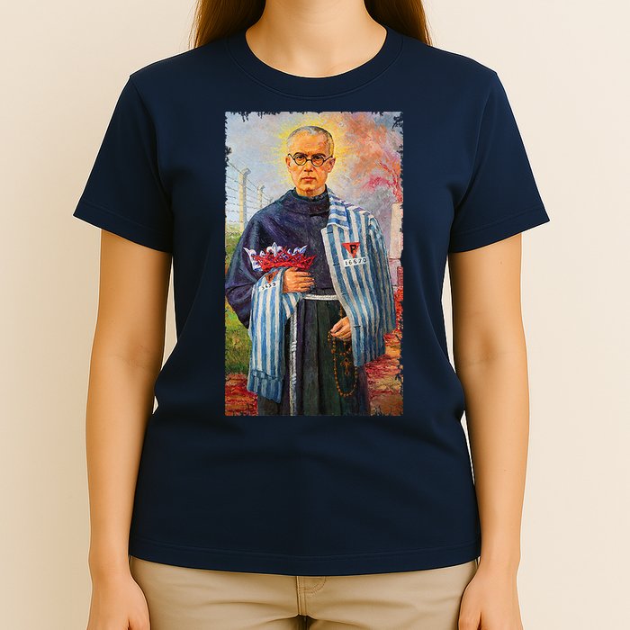 St Maximilian Kolbe Two Crowns Catholic Saint T-Shirt